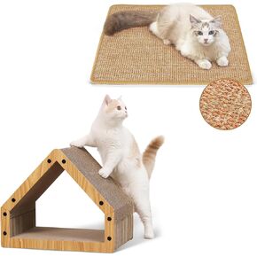 Fukumaru Cat Scratcher ، Cat Scratch Fad ، Cat Scratcher House ، Catboard Cat House ، Cat Scratcher حصيرة ، 23.6 × 15.7 بوصة