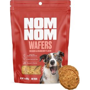 NOM NOM DIRCHION & CRANBERRY TRAPS - وجبات خفيفة للكلاب للتدريب والمكافآت وأغطية الطعام في وقت الوجبات - لا توجد نكهات أو ألوان اصطناعية - تم إعدادها في الولايات المتحدة الأمريكية للكلاب 7 أوقية