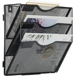 EasyPAG Mesh Wall File Holder Assemble Office Hanging File Organizer Magazine Rack for Papers and Document ,Black