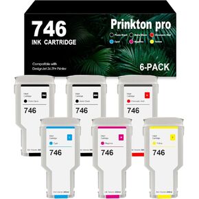 746 خراطيش حبر 300 مل لـ HP 746 P2V83A P2V82A P2V81A P2V80A P2V78A P2V79A لـ HP DesignJet Z6 & Z9+ طابعة تنسيق كبيرة (الصورة الأسود الأسود ، اللون الأحمر ، Cyan ، Magenta ، صفراء)