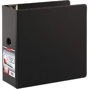 Cardinal 3 Ring Binder, 5 Inch Premier Easy Open Binder, ONE-TOUCH Locking Slant-D Rings, 1,050-Sheet Capacity, 4 Pockets, PVC-Free Cover with Shelf Pull, Black (18762CB) in Kuwait