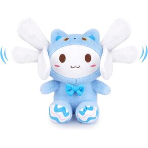 Cinnamon - Roll Plush Bunny Stuffed Animal Toys with Ear Moving Standing, Cute Cat Bunny Interactive Plush Toys for Kids Boys Girls (10", Blue)