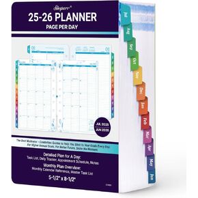 2025 Planner Refills - JAN - DEC 2025 Planner, Two Pages Per Day Daily ＆ Monthly Planner, 5.5" x 8.4", Ring-Bound Organizer, Daily Tracker & Schedule, Colorful Tabs