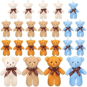 Skylety 24 PCS Mini Bears 4.7 بوصة دببة صغيرة دمية بائحة صغيرة ناعمة حيوانات محشوة لسلسلة مفاتيح DIY لتخرج عيد ميلاد حفل زفاف حفل زفاف