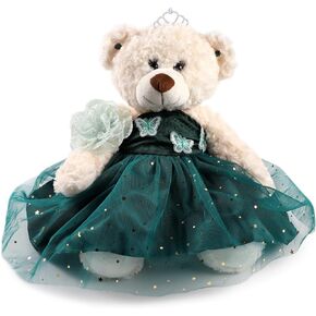 Quinceanera Doll Quince Teddy Bear with Dress,Quinceanera Decorations for Girls Gifts,OSO De Peluche para 15 Años Con Vestido,Centro De Mesa Muñecas para 15 Años Quinceañeras-Emerald Green