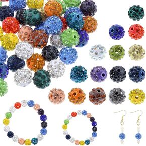 50 PCS Crystal Beads for Jewelry Making Clay Bead Kit Beads Clay Beads Rhinestone Beads Sparkle Crystal Clay Beads لصياغة حبات الماس بالجملة لخوض سوار قلادة صياغة DIY ديكور