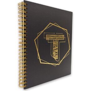 AKEKE MONOGRAG LETTER T GRADCOVER SPOON/JOURNAL ، كلمات رقائق الذهب ، سلكية ذهبية ، ملاحظات شخصية مذكرات هدية للنساء ، صديق ، أخت ، طالبة ، ابنة