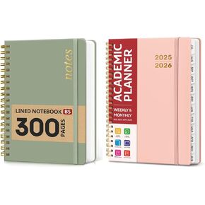 Taja Lined Spiral Notebook and Academic Planner 2025-2026