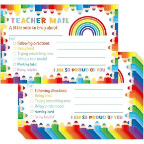 60 PCS Rainbow Mail Mail Tearcher Notes لأولياء الأمور بطاقات تحفيزية للقلم الرصاص لمكافأة السلوك الجيد في مدرسة ما قبل المدرسة الابتدائية لرياض الأطفال