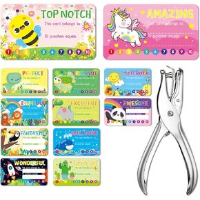 بطاقات لكمة السلوك مع Hole Puncher 384 Pack Teacher Supplies مخطط مكافأة الحوافز للأطفال جائزة صفات الولاء للطلاب للطلاب السلوك للأطفال (3.5 × 2 بوصة ، 12 أنماط)