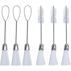 6pcs computer multi-function computer & seleing machine Brush ، 3pcs double end ، 3pcs end end ، nylon and staLd steel fristles ، white