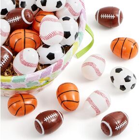 joyin 24 pcs بيض عيد الفصح البلاستيكي ، 2.3 "كرات رياضية متنوعة قذائف البيض لملء علاجات محددة ، وصالح حفلة عيد الفصح ، حشو سلة ، لوازم جائزة الفصول الدراسية