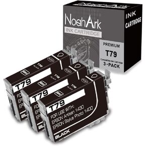 3 Packs T079 Remanufactured Ink Cartridge Replacement for Epson 79 use for Epson Artisan 1430 Stylus Photo 1400 Inkjet Printer (3 Black)