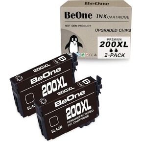 BeOne Remanufactured Ink Cartridges Replacement for Epson 200XL T200XL for Expression Home XP-200 XP-300 XP-310 XP-400 XP-410 Workforce WF-2520 WF-2530 WF-2540 Printer (2 Black)