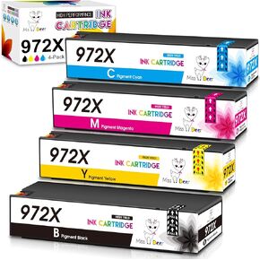 972X Ink Cartridges, with Upgrade Device Miss Deer Compatible Replacement for HP 972 X 972A High Yield for PageWide Pro 477dw 577dw 477dn 452dn 452dw 552dn P55250dw P57750dw Printer (4-Pack, BK/C/M/Y)