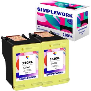 استبدال خراطيش الحبر المتوافقة مع المعاد تصنيعها لـ HP 110 XL CB304AN العائد العالي لـ HP Photosmart A310 A311 A314 A316 A320 A430 A432 A433 A434 A436 A440 (2 Pack) ، Si-HP110-2c