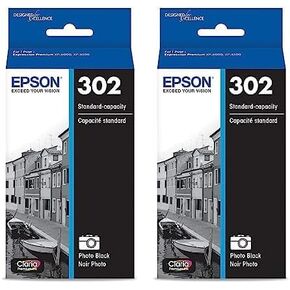 Epson 302 Claria Premium Ink Standard Capacity Photo Black Cartridge (T302120-S) Works with Expression Premium XP-6000, XP-6100 (Pack of 2)
