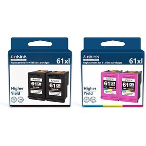 استبدال خرطوشة الحبر المعاد تصنيع Ankink لـ HP 61XL (حزمة اللون الأسود 4) لـ HP 61 XL COMBO لـ HP61 HP61XL لـ 5530 4500 2540 4630 4501 4502 4635 3050 2542 3512 3510 3050A 2514 2541