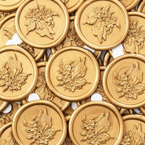 50pcs Handmade Wax Seal Stickers - Ring Design Self-Adhesive Seals for Wedding Invitations, Envelopes, and Valentine's Day Gifts Packaging(Gold)