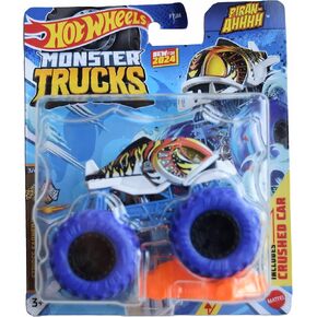 Hot Wheels Monster Trucks Piran-Ahhhh, Sripes Earned 3/4 Includes Crushed Car