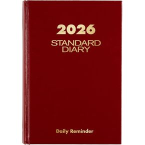AT-A-GLANCE 2026 Diary, Standard Diary, Daily, 5.75" x 8.25", Small, 12-Month, Hardcover, Red (SD3891326)