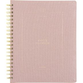 russell+hazel 2025-2026 Weekly Planner, Gold Spiral Blush Bookcloth, 9.1" x 11.2", July 2025 - June 2026, Features 52 Weekly Spreads, 1-Count