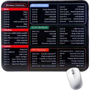 Excel Mouse Pad Shortcuts 26x21x0.2cm Excel Cheat Sheet Desk Pad Excel Shortcuts Mousepad Anti-Slip Shortcut Keyboard Mat with Stitched Edges Excel Shortcuts Cheat Sheet for Office Home Desk