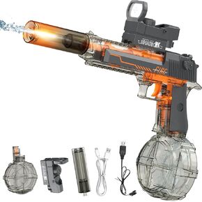 Automatic Electric Water Gun with Muzzle Flash,Powerful Squirt Guns Pistol for Adults Kids, Auto Water Blaster Pistol Outdoor Summer Toys for Pool Beach Party
