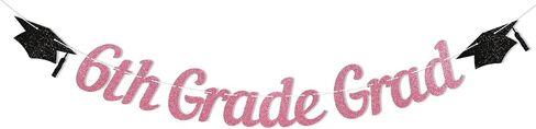 6th Grade Grad Banner - Blue Glitter 6th Grade Graduation Decorations for Boys, Kids 6th Grade Graduation Party Decoration Supplies（Blue) in Kuwait
