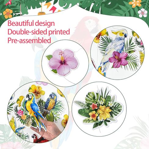 Hawaiian Party Decorations Hawaiian Flower Tropical Birds Garland Door Decorations Hanging Banner Summer Floral Parrot for Beach Pool Luau Tiki Jungle Party Decor in Kuwait
