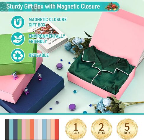 souloduce Large Champagne Gift Box with Magnetic Closure, Measuring 12 x 8.6 x 3.4 Inches for Birthday Presents - Box Includes Card, Envelope, Ribbon, and Shredded Paper Filler (1 Piece) in Saudi Arabia