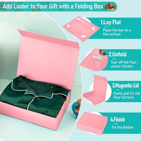 souloduce Large Champagne Gift Box with Magnetic Closure, Measuring 12 x 8.6 x 3.4 Inches for Birthday Presents - Box Includes Card, Envelope, Ribbon, and Shredded Paper Filler (1 Piece) in Saudi Arabia