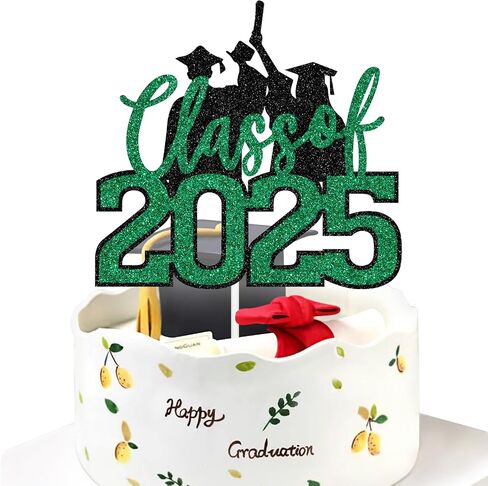 Class of 2025 Cake Topper, Congrats Grad/You Did It Cake Decor, Class of 2025 Happy High School/College/University Graduation Party Decorations, Gold and blue Glitter in Saudi Arabia