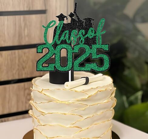 Class of 2025 Cake Topper, Congrats Grad/You Did It Cake Decor, Class of 2025 Happy High School/College/University Graduation Party Decorations, Gold and blue Glitter in Saudi Arabia