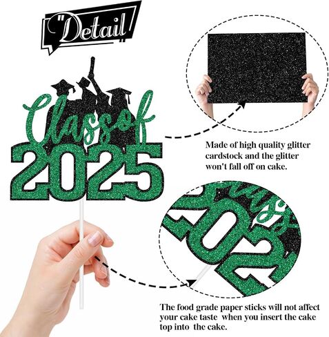 Class of 2025 Cake Topper, Congrats Grad/You Did It Cake Decor, Class of 2025 Happy High School/College/University Graduation Party Decorations, Gold and blue Glitter in Saudi Arabia