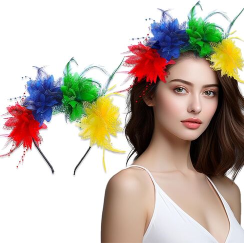 هالوين عقال زهرة سوداء ريشة الدانتيل النساء القوطية إكسسوارات الشعر خوذة يوم الميت حفلة صور الدعائم لوازم الديكور in Kuwait