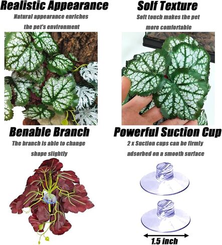 Woyrise Reptile Plants, Terrarium Hanging Plant Vines, Artificial Leaves with Suction Cup, Bearded Dragon Tank Accessories for Gecko Lizard Snake Frog Tortoise Decorations - Codiaeum Variegatum in Saudi Arabia