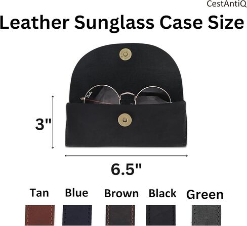 , Leather Eyeglass Case | Leather Glasses Case | Reading Glasses Case |Handmade Leather Case for Sunglasses Eyeglass | Heavy Duty| Portable Holder | Glasses Case for Men and Women:Brown in Kuwait