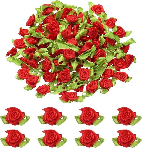 UXCELL 100 PCS MINI RIBBON ROODS FLOWS BOWS للحرف اليدوية ، 15 ملم/0.6 "ضياء زخرفة صغيرة زخرفة زهرة زهرة لزخرفة عيد ميلاد الزفاف DIY ، الأحمر in Kuwait
