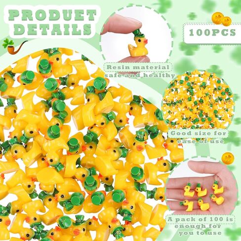100 PCS St. Patrick's Day Micro Mini Mini Duck Miniature Agignes Resin tiny Ducks Resin Resin Sarm in Saudi Arabia