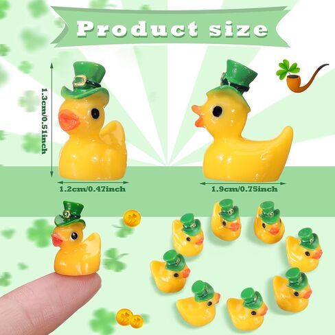 100 PCS St. Patrick's Day Micro Mini Mini Duck Miniature Agignes Resin tiny Ducks Resin Resin Sarm in Saudi Arabia