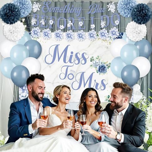 23pcs Blue Bridal Shower Decorations Something Blue Before I Do Banner Balloons Blue Flower Banner Pompoms Blue Bachelorette Party Wedding Decorations Blue Floral Bridal Shower Supplies Decorations in Kuwait