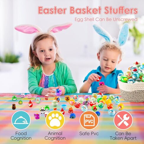 50 Pack Adorable Party Favors Capsule Toys, Bulk Mini Kawaii Claw Machine Prizes Birthday Gifts for Boys Girls Goodie Bag Christmas Stocking Easter Stuffers Treasure Box Classroom Prizes in Kuwait