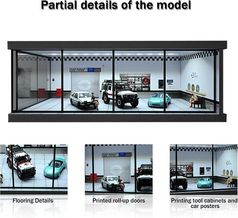 1/64 Diorama Car Garage Model,with LED Lighting City Car Showroom Model Car Parking Lot Storage Model,for 1/64 Scale Diecast Model Car,Scene Display Model Collection Gift (Red Brick) in Saudi Arabia