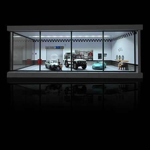 1/64 Diorama Car Garage Model,with LED Lighting City Car Showroom Model Car Parking Lot Storage Model,for 1/64 Scale Diecast Model Car,Scene Display Model Collection Gift (Red Brick) in Saudi Arabia