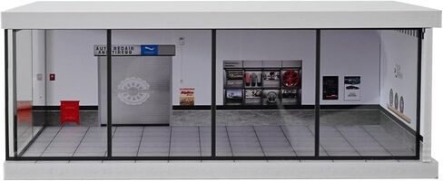 1/64 Diorama Car Garage Model,with LED Lighting City Car Showroom Model Car Parking Lot Storage Model,for 1/64 Scale Diecast Model Car,Scene Display Model Collection Gift (Red Brick) in Saudi Arabia