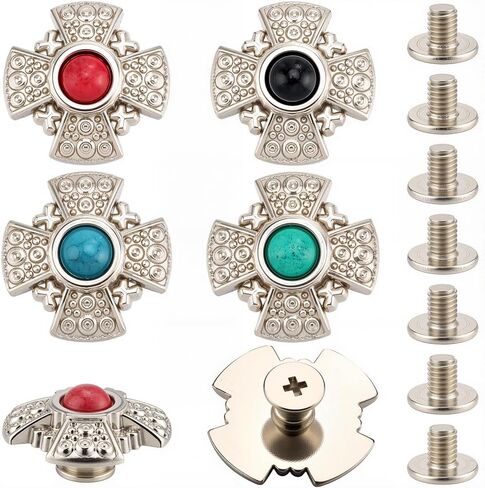CRASPIRE 1 Box 8 Sets Horseshoe Screw Back Buttons Western Cowboy Style Decorative Leather Buckles 19mm Turquoise Gemstone Conchos Metal Vintage Retro Castings Rivets Studs for DIY Craft Fabrics in Saudi Arabia