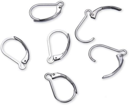 50pcs Adabele 304 Grade Surgical Stainless Steel Hypoallergenic Earring Hooks Leverback Strong Ear Wire 15mm Long for DIY Earrings Jewelry Making SJF193 in Saudi Arabia