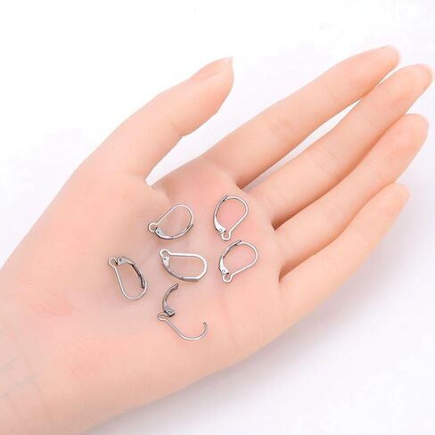 50pcs Adabele 304 Grade Surgical Stainless Steel Hypoallergenic Earring Hooks Leverback Strong Ear Wire 15mm Long for DIY Earrings Jewelry Making SJF193 in Saudi Arabia