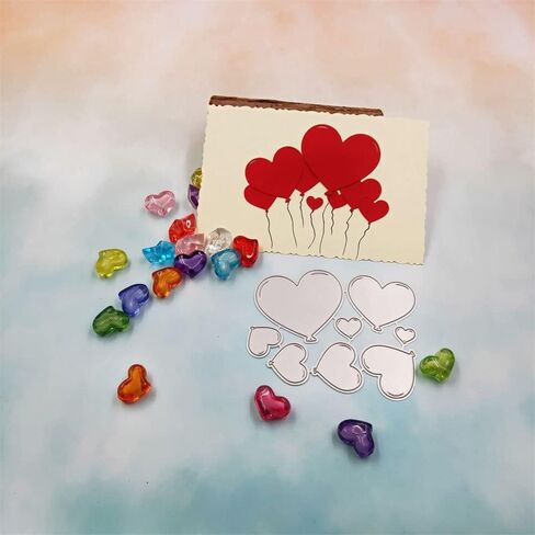 Metal 8pcs Love Heart Balloon Die Cuts, Romance Cutting Die DIY Crafts Template Mould Stencils for DIY Embossing Card Making Album Decorative Paper Scrapbooking in Saudi Arabia